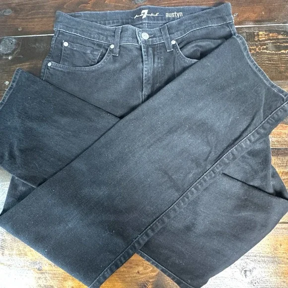 7 For All Mankind Austyn Airweft Jeans Straight Stretch Black Sz 30 (Actual 32") - Picture 11 of 11